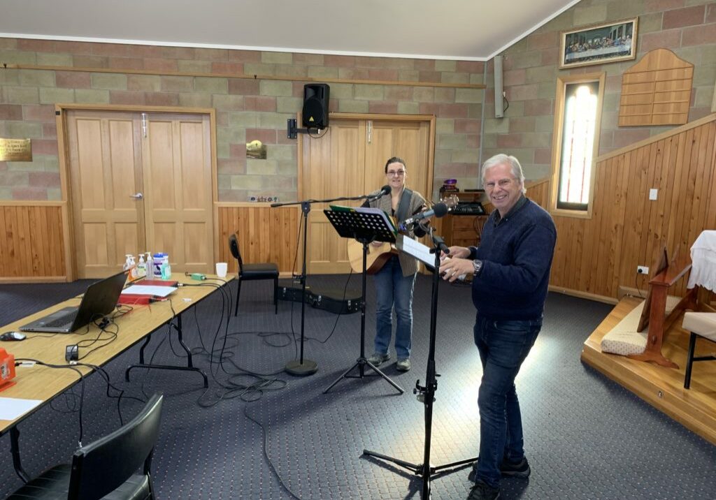 Recording a church service for King Island Radio